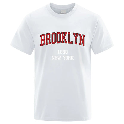 Brooklyn 1898 New York City Letter Prints T Shirt Men Creativity Tee Clothes T-Shirts Loose Summer Tshirt Cotton Breathable Tops