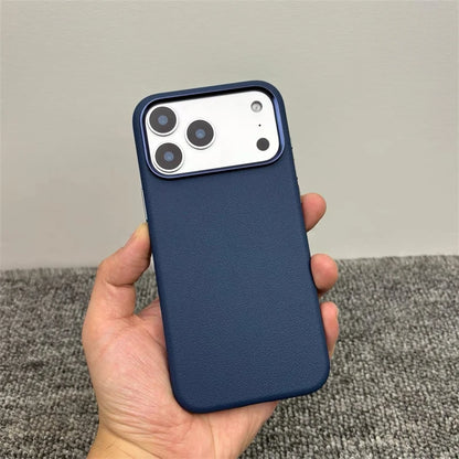 Luxury For MagSafe Wireless Charge PU Leather Phone Case For IPhone 17 Air Pro Max Magnetic Frosted Soft Silicone Protect Cover