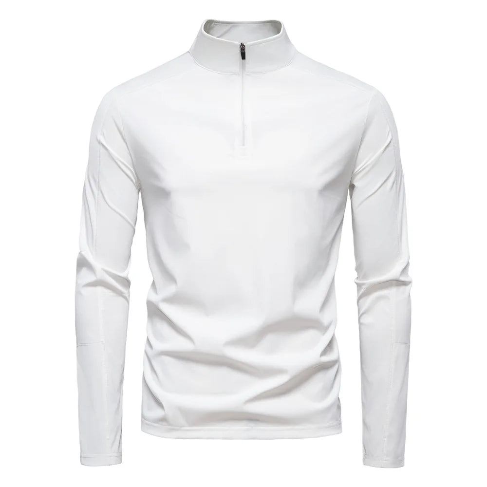 2026 Spring Summer New Men's Sunscreen Clothes Anti-UV UPF100+ T-shirt Long Sleeve Half Zip Top Male Outdoor Fishing Hiking Tops