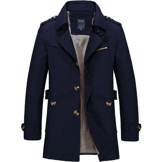 Brand Trench Coat Men 2026 Spring and Autumn 100% Cotton Jacket for Men Vintage Windbreaker Casual Jackets Men Clothing