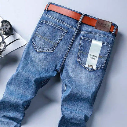 Models Spring Autumn Business Jeans Men Casual Straight Stretch Fashion Classic Work Denim Trousers Brand Clothing