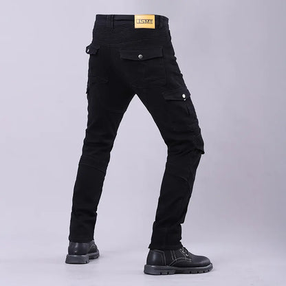 New Men's Winter Riding Motorcycle Cargo Pants Male Outdoor Riding Jeans Moto Protective Gear With Hip Knee Gear Long Trousers