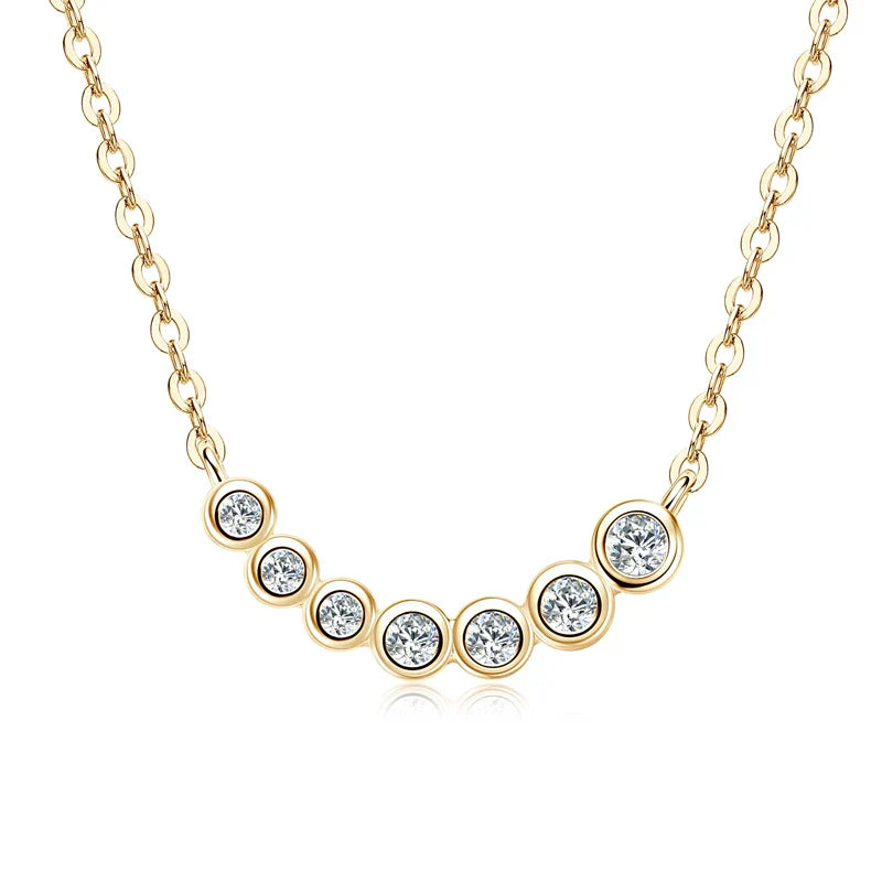 Collares Mujer 925 Sterling Silver Clavicle Necklace For Women Exquisited 7 Stones Moissanite Pendant Necklaces Jewellry