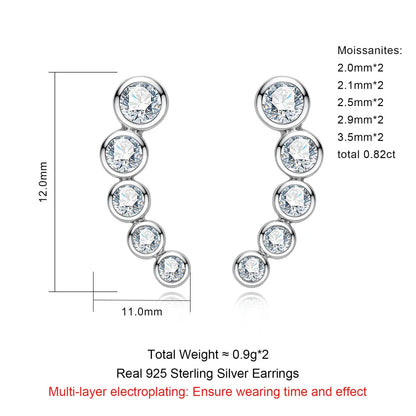 0.82cttw Moissanite Stud Earrings 925 Sterling Silver Gold Plated Classic Bezel Smile Earrings for Women Jewelry Gifts