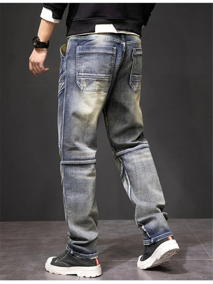 2024 Autumn and Winter New Jeans Fashion Street Jeans Men's Retro Punk Jeans Large Size 42 44