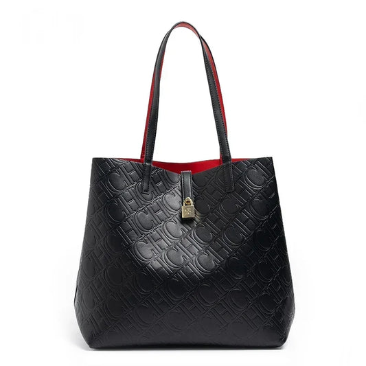 Solid Color Women's Bucket Bag Classic Luxury Letter Printing Simple Commuting Large Capacity Women's Handbag