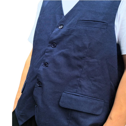 V Neck  Men's Vest Linen Suit Vest Summer Leisure Cotton Linen Waistcoat For Beach