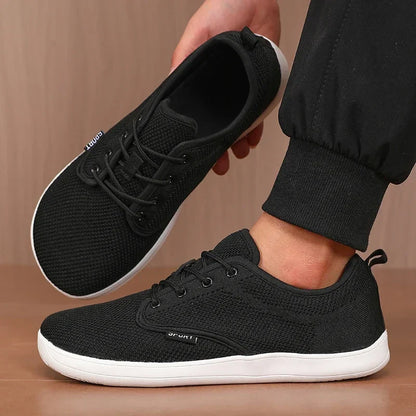 Wide Toe Men Shoes Breathable Knitted Mesh Comfortable Barefoot Shoes Casual Versatile Soft Sole Wide Last Shoes Walking Shoes