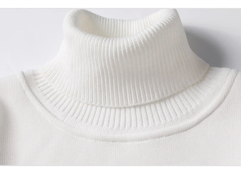 Autumn Winter Men's Turtleneck Sweater Men's Knitting Pullovers Rollneck Knitted Sweater Warm Men Jumper Slim Fit Casual Sweater