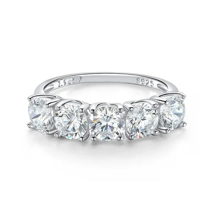 2.5/5CTTW D Color Genuine Moissanite Rings for Women 5 Gemstone Bridal Wedding Jewelry 925 Sterling Silver Wholesale Ring