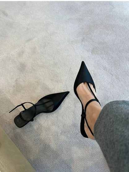 Women's Heeled Shoes New Sexy Pointed Toe Chunky Heel Slingbacks Shoes for Women High Heel Shoes Dress Party High Heel Sandals