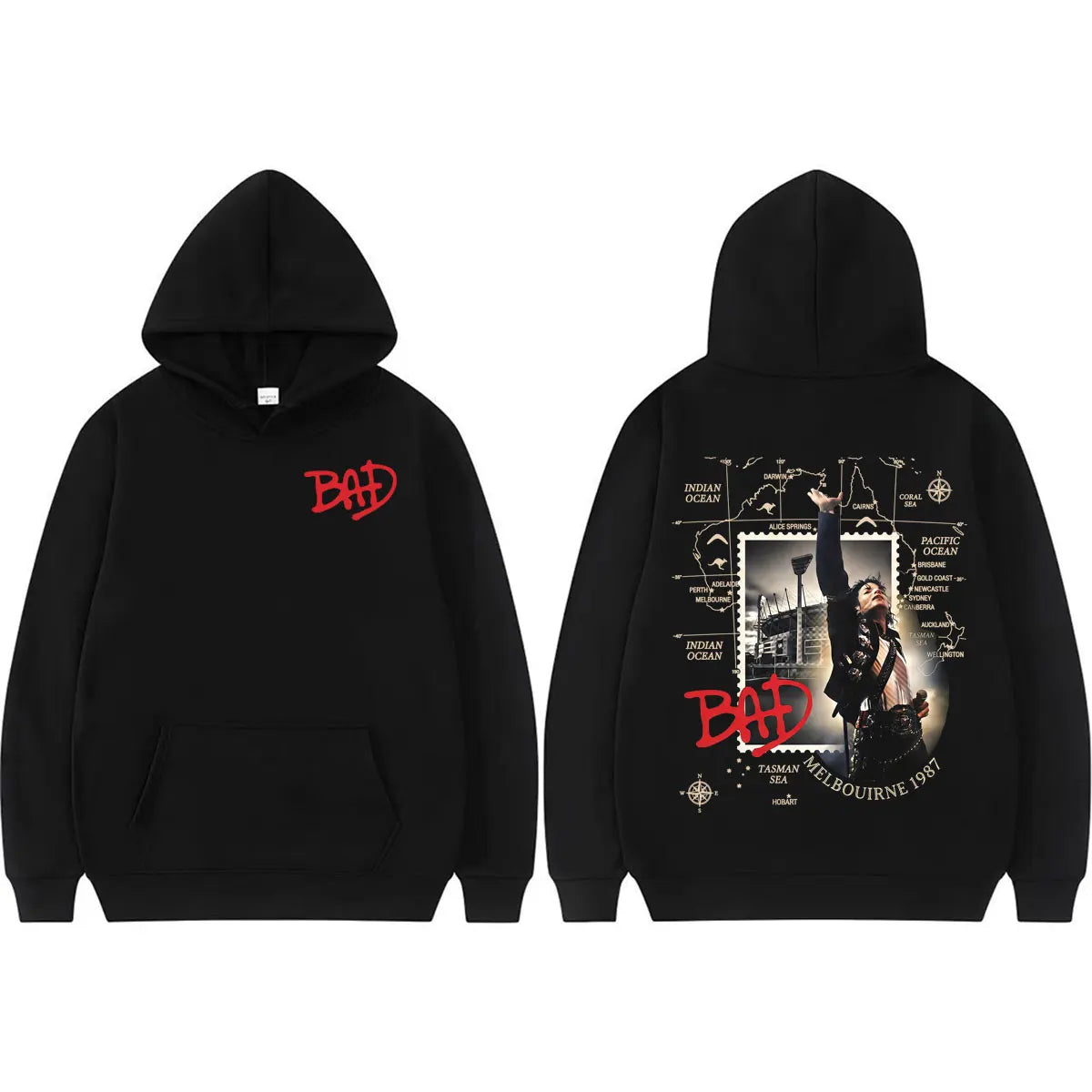 King of Pop Michael Jackson Bad Tour Pullovers Men Women Retro 80s Harajuku Fashion Hoodies High Quality Casual Cozy Sweatshirts
