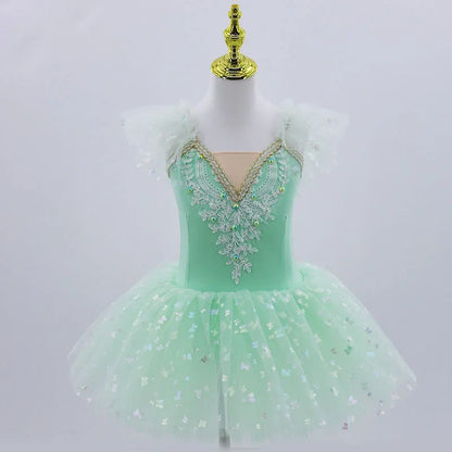 2024 Pink Kids Ballroom Clothing Sequined Flower Tutus Ballet Dress For Girl Modern Dance Tutu Dress Girls Ballet Princess Dress