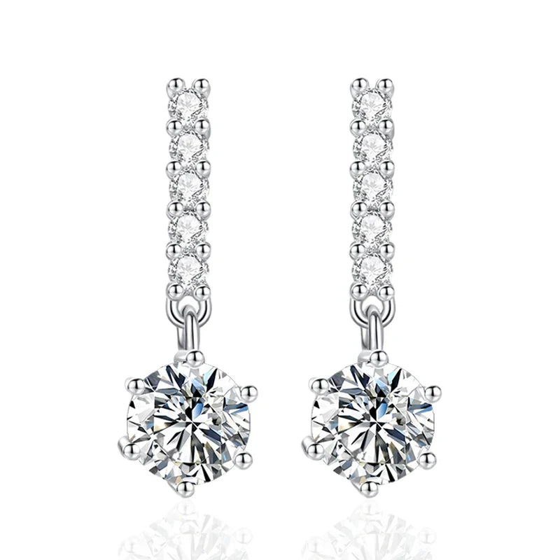 1ct 6.5mm Moissanite  Studs Earrings S925 Sterling Silver with Gold Plated Drop Earrings Wedding Party Fine Jewelry