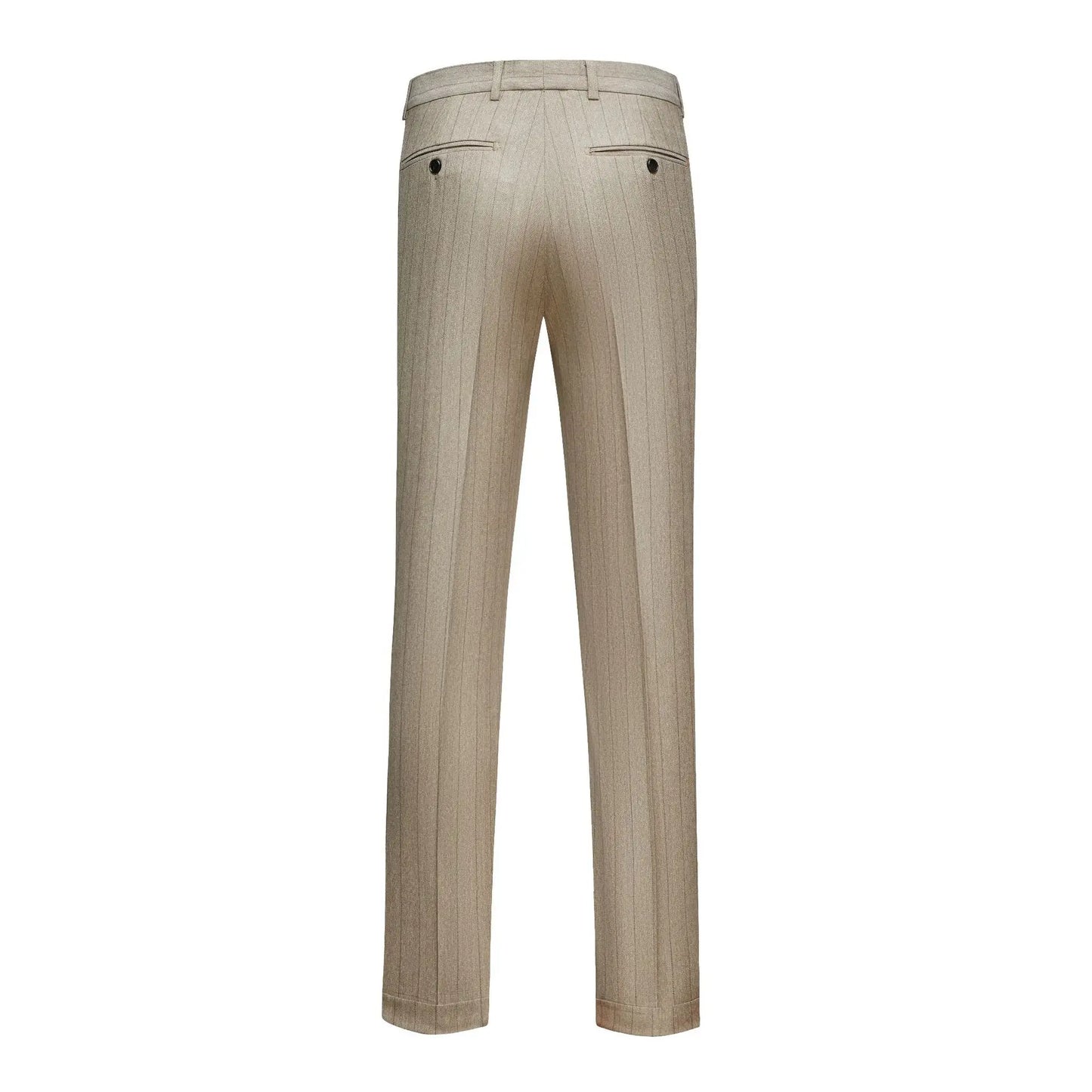 Apricot Men's Striped Three-piece Suit, Featuring A Jacket and Vest Paired with Pants—perfect for Weddings, Parties, or Office.