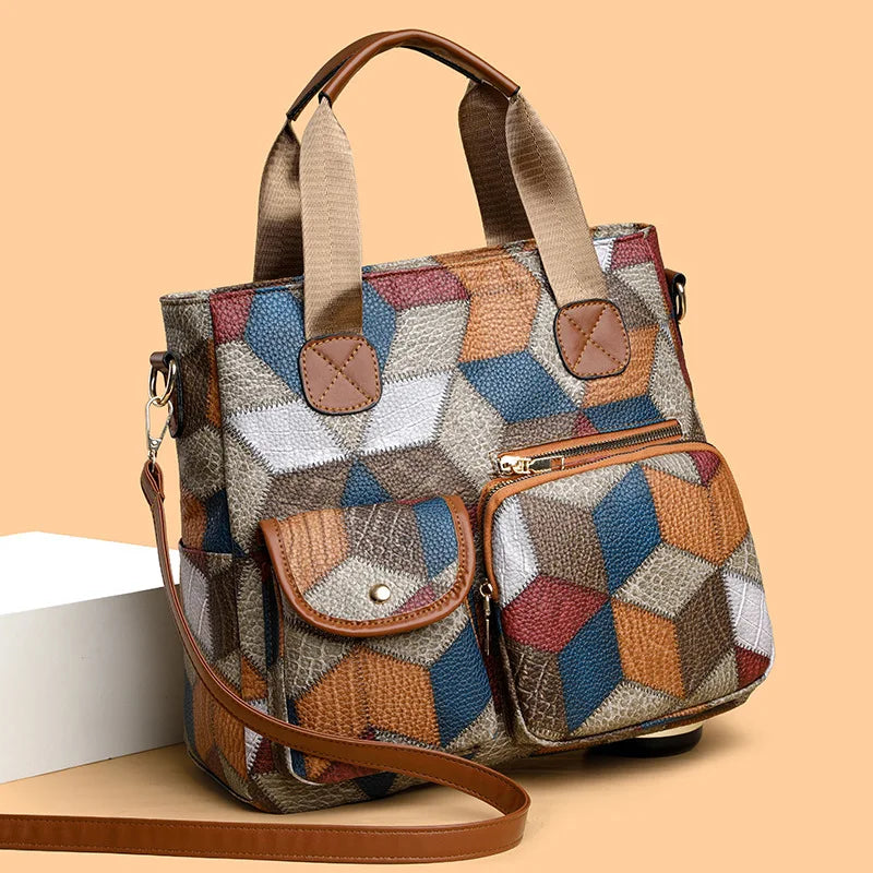 Women's Handbag Women's Shoulder Bag Fashion Purse Vintage Leather Bag Large Capacity Handbag Inclined Shoulder Bag Mom's Bag