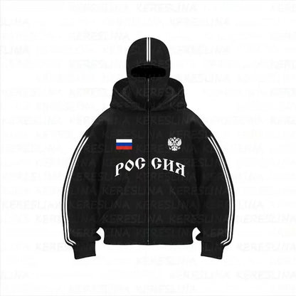 Ninja jacket 2025 new model hot sale upper and lower double-head zipper POG GHB print niche design new model