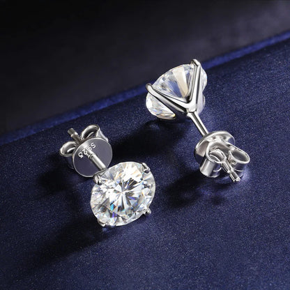 1CT Round Moissanite Stud Earrings for Women 925 Sterling Silver Plated 18K Classic Wedding Sparkling Lab Diamond Earring