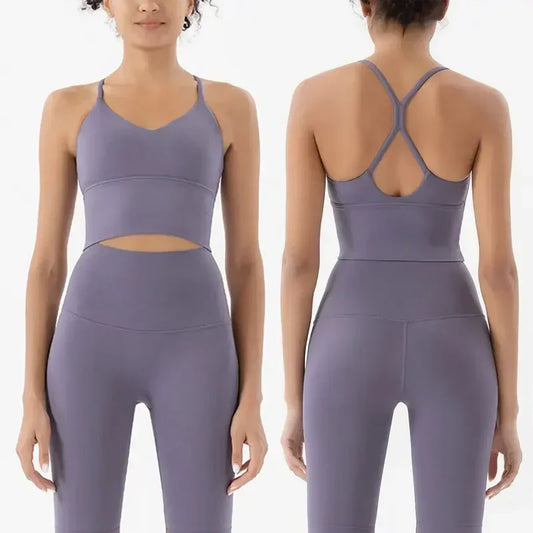 Women's Naked Feeling Sports Bra and Leggings Two Piece Set - High Waist Gym Outfits for Female Fitness, Activewear Sports Sets