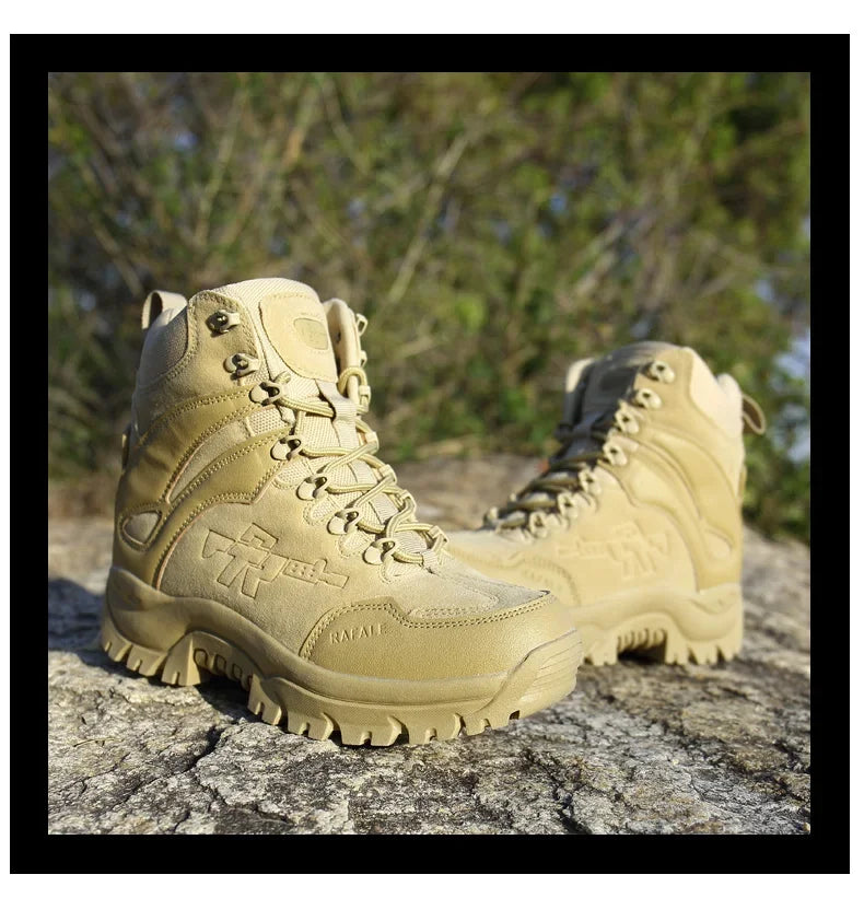 New Men Tactical Boots Army Breathable Desert High Quality Unisex Waterproof Male Hunting Boots Ankle Work Climbing Hiking Shoes