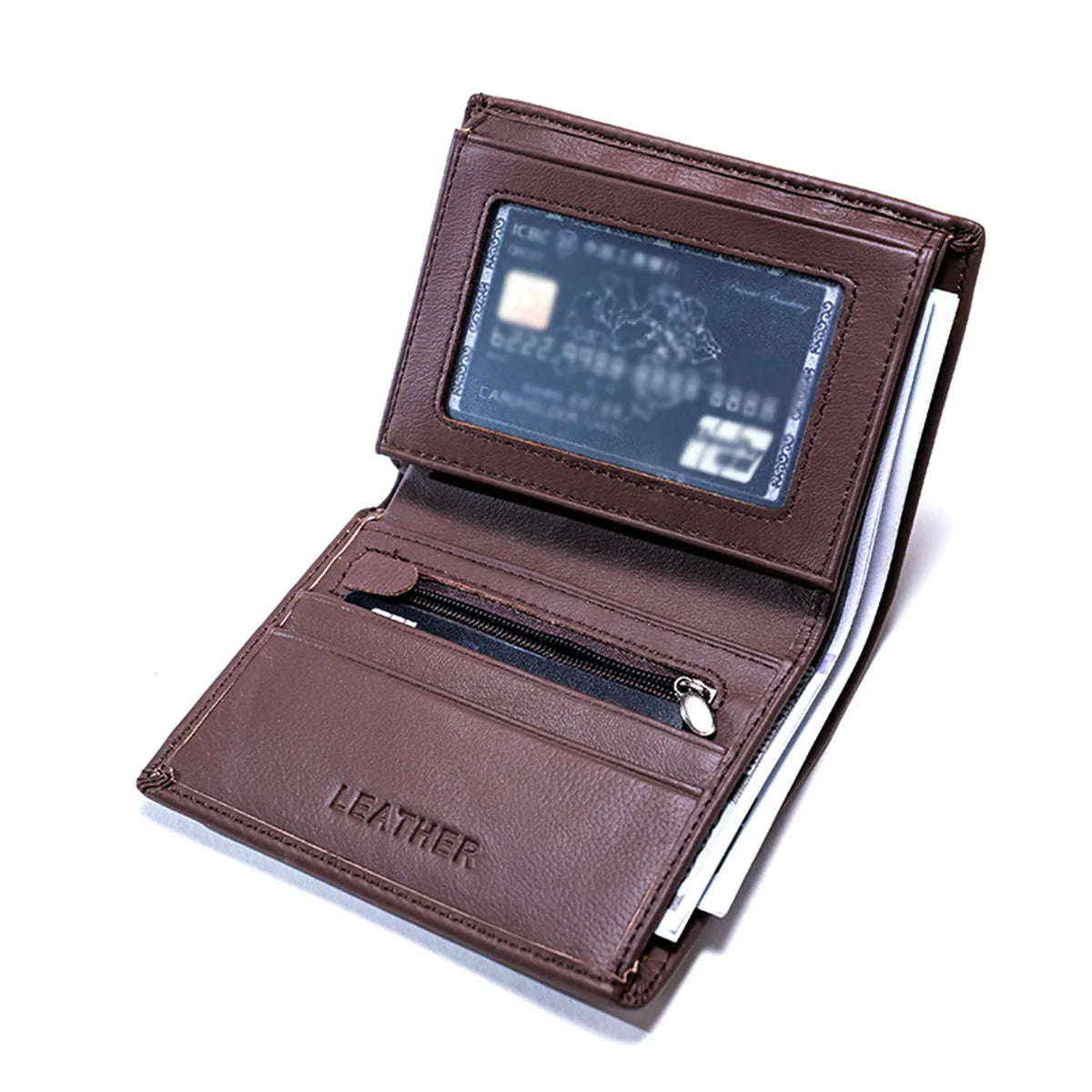 Men's Wallet Genuine Leather Wallets for Men Coin Purse Vintage Vertical Short Credit Card Holder Money Bag Men's RFID Wallet