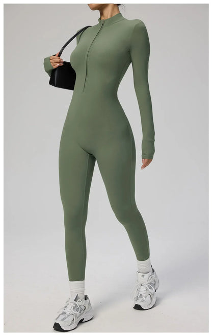 Zipper Jumpsuit Women Quick Dry Clothing Sportswear Woman Gym Yoga Sport Sets Spandex Nylon Workout Sets Women Tracksuit