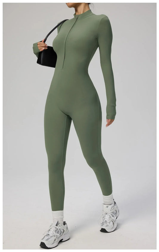 Zipper Jumpsuit Women Quick Dry Clothing Sportswear Woman Gym Yoga Sport Sets Spandex Nylon Workout Sets Women Tracksuit