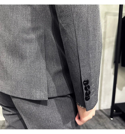 Jackets + Pants / Groom's Wedding Dress Best Fashion Mans Double -breasted Suit Blazer Trousers Male Formal Business Office Suit