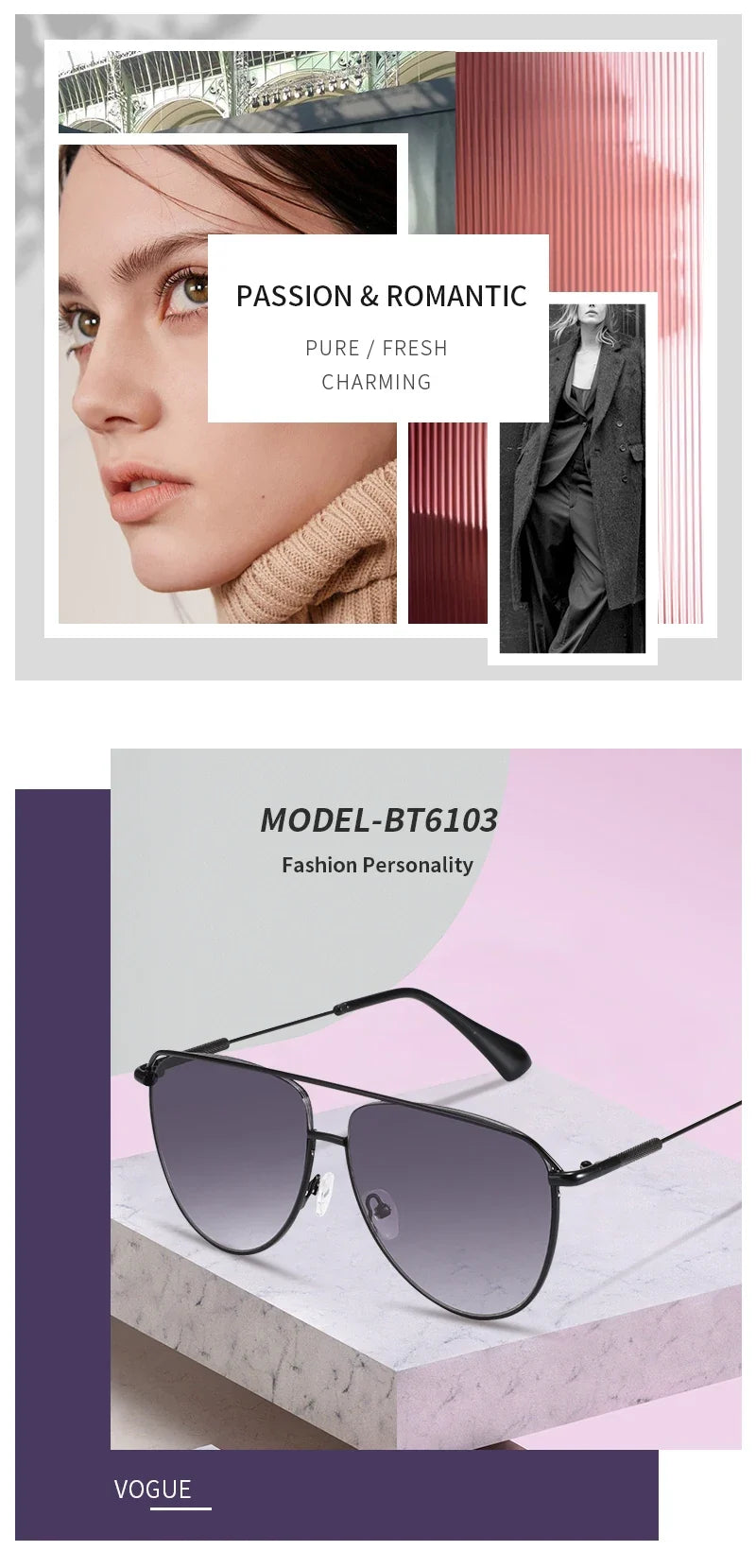 Trend Pilot Sunglasses Women's Fashion Double Bridge Metal UV400 Gradient Sunglasses Women's  Outdoor Sunglasses
