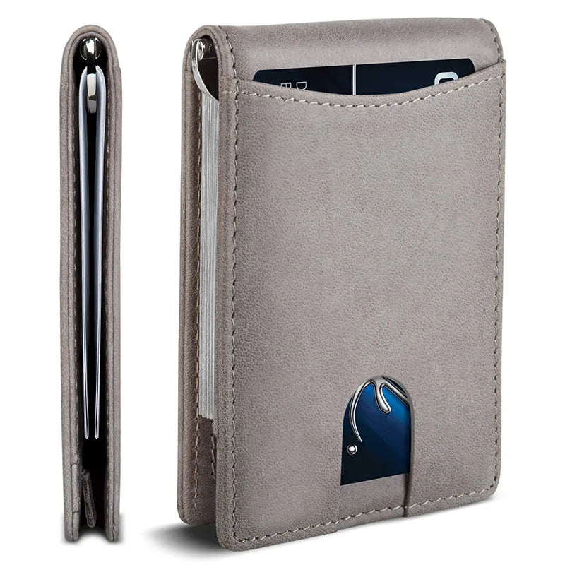 Geestock 2 Fold Credit Card Wallet Microfiber Leather Rfid Anti-Theft Brush Dollar Clip Men's Short Coin Purse Slim Card Holder