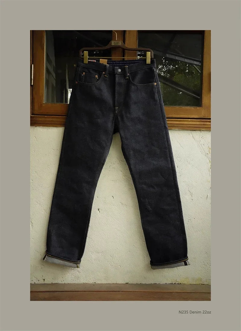 22oz Heavyweight Selvage Denim Jeans Rigid Straight Fit Pants Lot N235