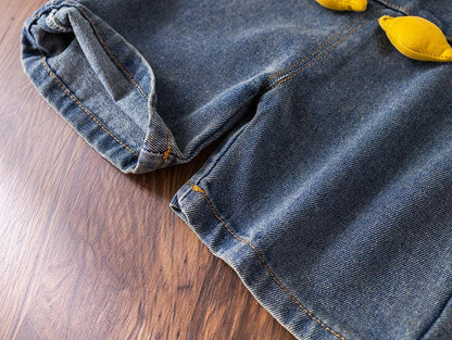 Children Clothing Baby Boys Girls Cartoon Duck T Shirt Denim Overalls 2Pcs/sets Kids Infant Casual Clothes Toddler Fashion Wear