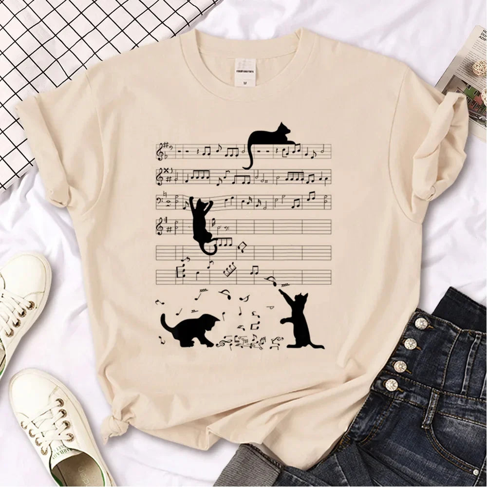Cat top women streetwear summer anime t shirt girl y2k Japanese clothes
