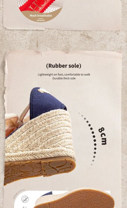 Women's Shoes CARACAS CANVAS WEDGES Luxury Brand Heeled Sandals Straw Fabric Casual shoeses