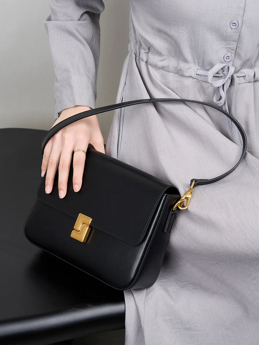 100% Genuine Leather Women Crossbody Bag Fashion Small Square Bag High Quality Cowhide Women's Commuter Shoulder Bag