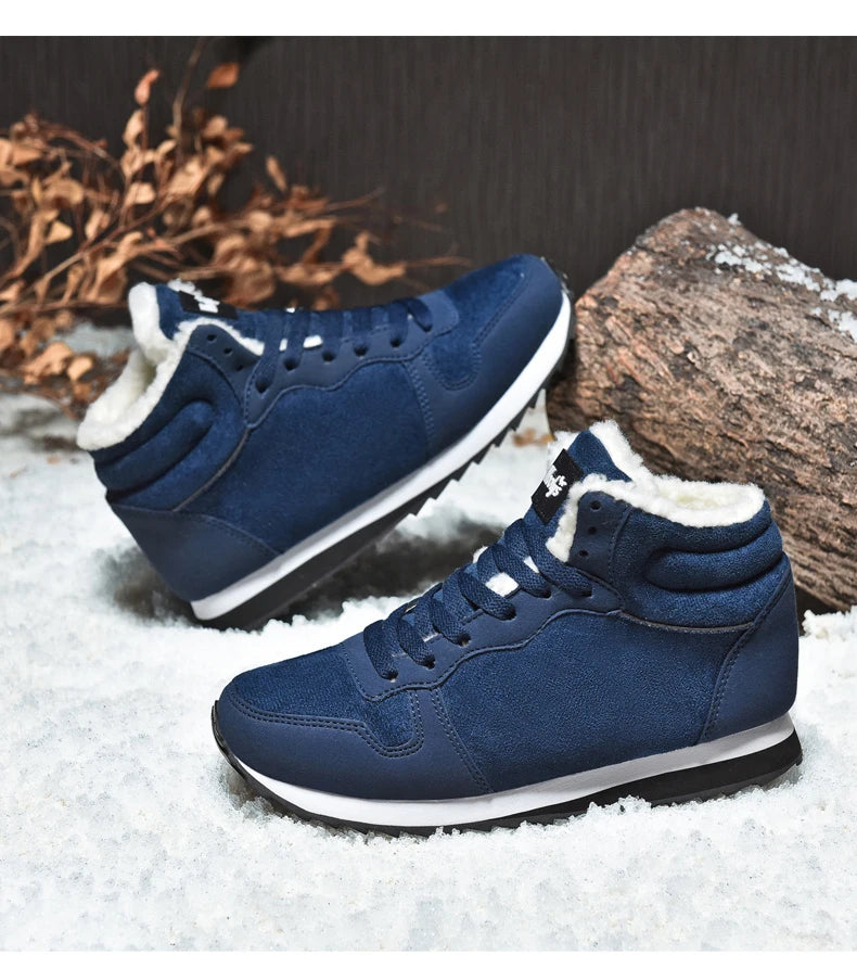 Winter Snow Boots Men Plush Warm Women Boots Suede Leather Ankle Boot Comfortable Light Couple Waterproof Sneakers Big Size 48
