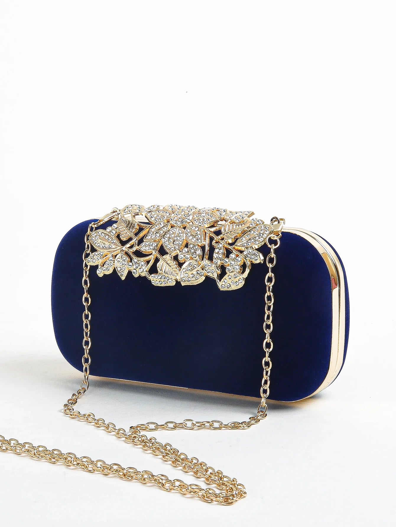 Rhinestone Clutch Bag with Crystal Floral Clasp Women Evening Handbag Formal Party Purse
