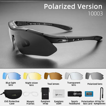Polarized Cycling Glasses Men Sports Sunglasses Road MTB Mountain Bike Bicycle Riding Protection Goggles Eyewear 5 Lens