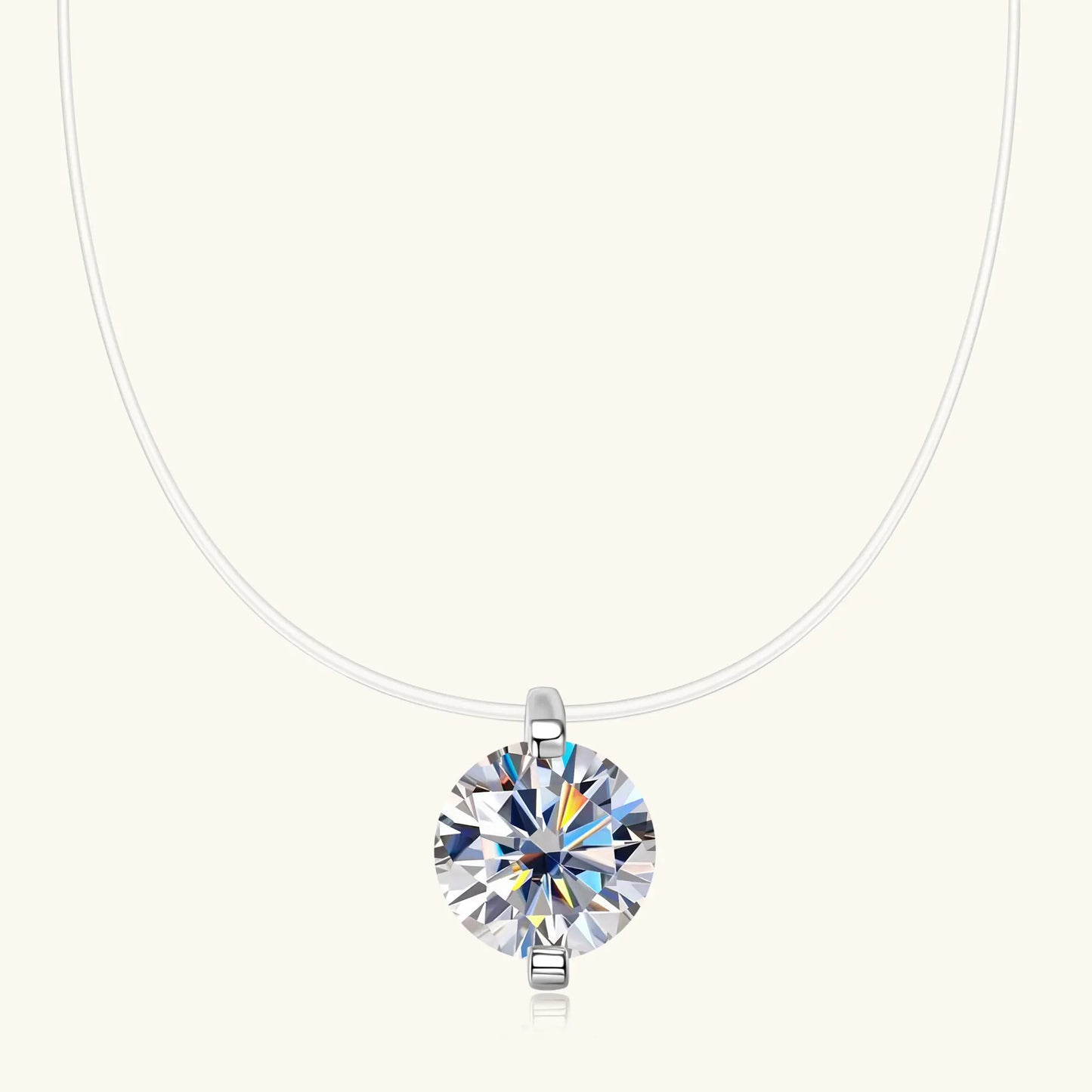 0.5CT 1CT 2CT Moissanite Necklace for Women Sparkling Lab Diamond Solitaire Pendant 925 Silver Transparent Chain Necklaces