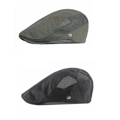 Men Women Breathable Mesh Summer Hat Newsboy Beret Ivy Cap Cabbie Flat Cap Adjustable Vintage Style