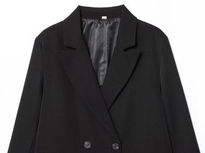 Fall Elegant Lady Commute Blazer Lapel Double-breasted Blazer Coat 2025 Spring Autumn Fashion Minimalist Office Women Blazer