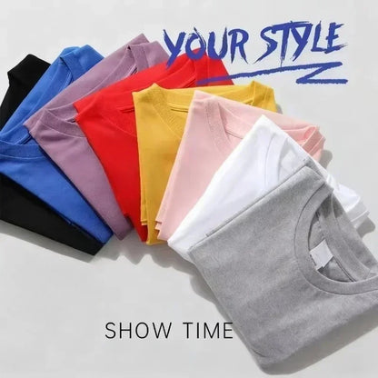 2026 New Eco Friendly Comfortable Pure White Heavy T Shirt Mens Summer Pure Cotton Short Sleeve Unisex Streetwear Fashion