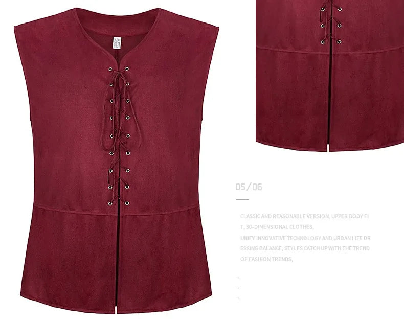 2025 Medieval Renaissance Pirate Gothic Steampunk Vest for Men, Multicolor Loose Plus Size Suede Fashion Men's Waistcoat,S-XXL