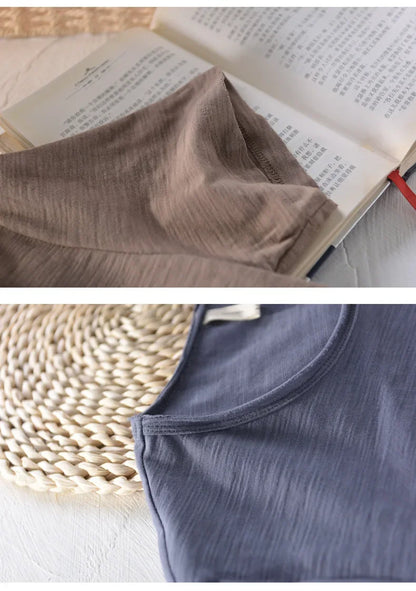 Retro Raw Edge T-Shirt for Men 100% Cotton Lightweight & Breathable Slim-Fit Monochromatic O-Neck Summer Streetwear Essential