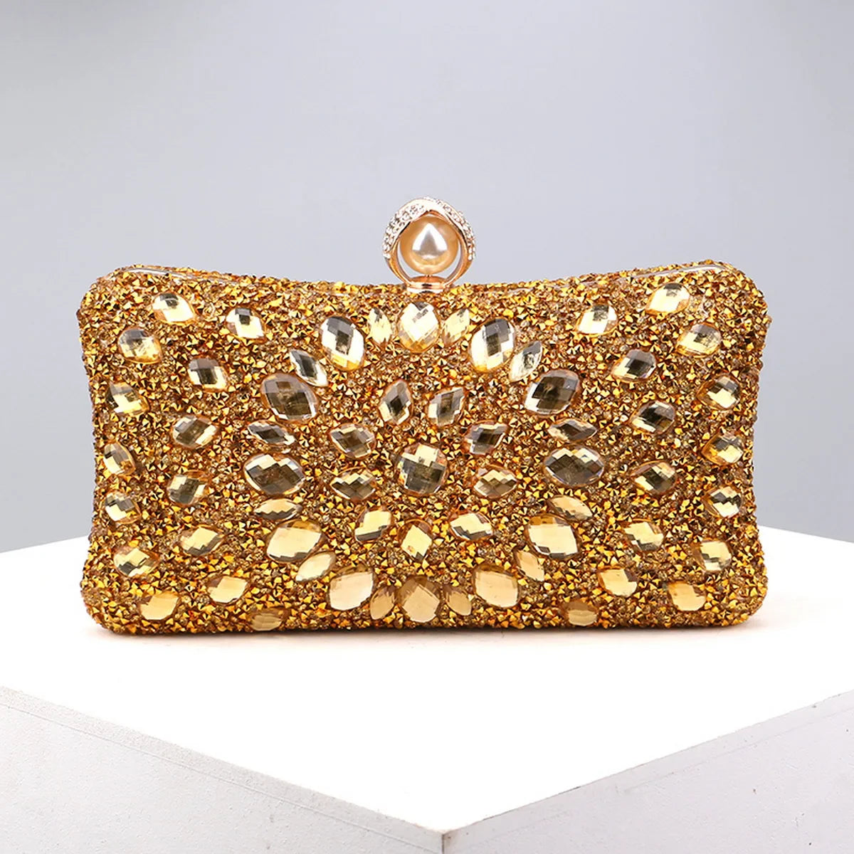 Full Diamonds Evening Bags Acrylic Flower Rhinestones Clutch Bags Metal Pearl Luxury Prom Wedding Dinner Handbags