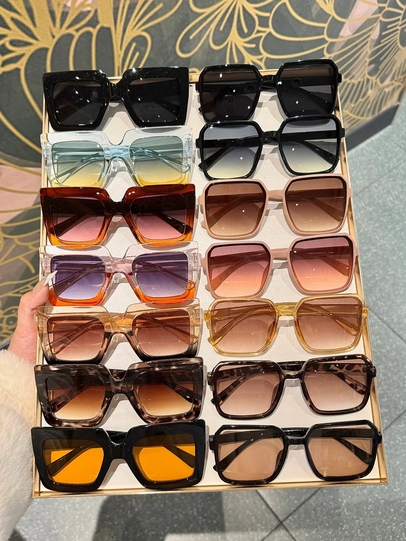 14Pcs Women's European and American Classic Popular Square Frame Unique Style Versatile Street Style Party Elegant Set Glasses