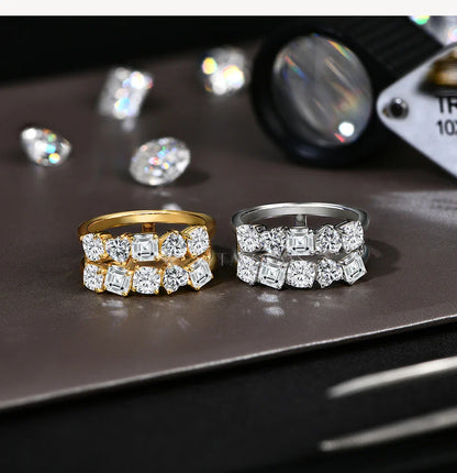 ATTAGEMS Bague en Moissanite diamantée taille 3,2 carats pour femme en argent S925 plaqué or blanc 18 carats Bijoux de fiançailles et de mariage de qualité supérieure