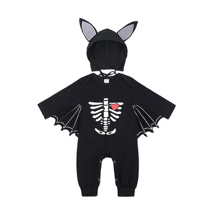 Baby's First Halloween Costume Black Bat Romper Jumpsuit Infant Boys Girls Purim Party Carnival Fancy Dress Cosplay Long Short