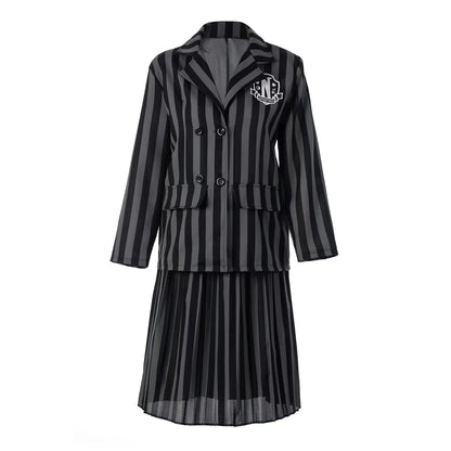 Girls Costumes Kids Black Striped Uniform Suit Birthday Party Halloween Cosplay Dresses For Kids