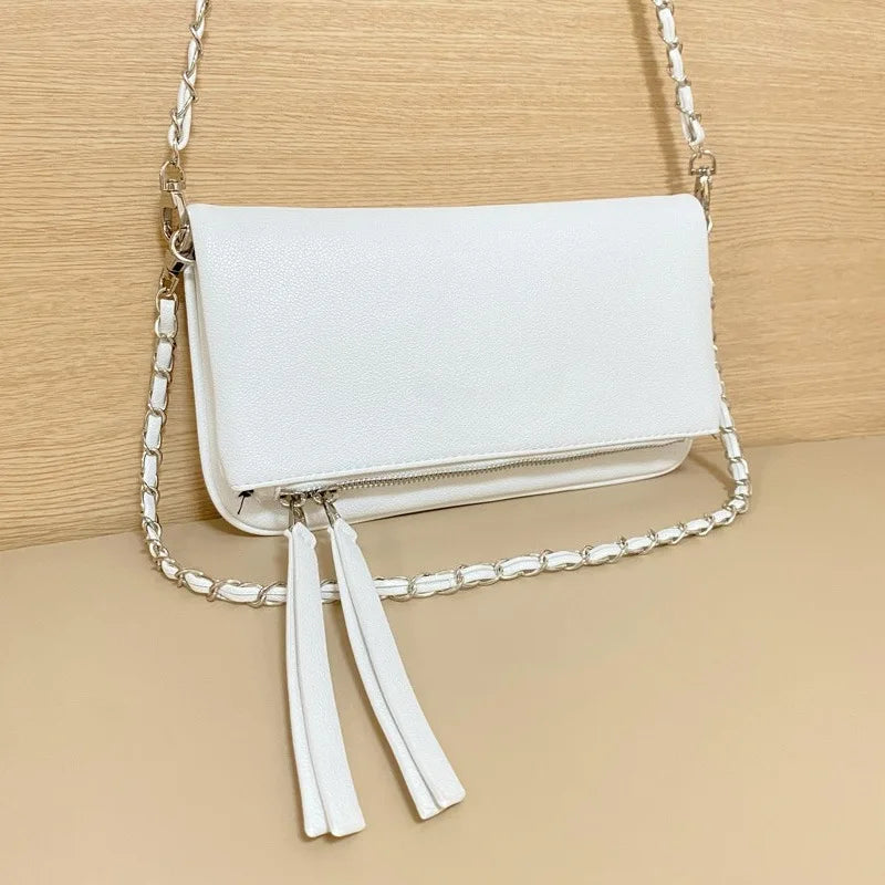 Luxury Design Bag for Women Fashionable Black Leather Ladies Crossbody Bag 2026 New Style Retro Single Shoulder Envelope Bag